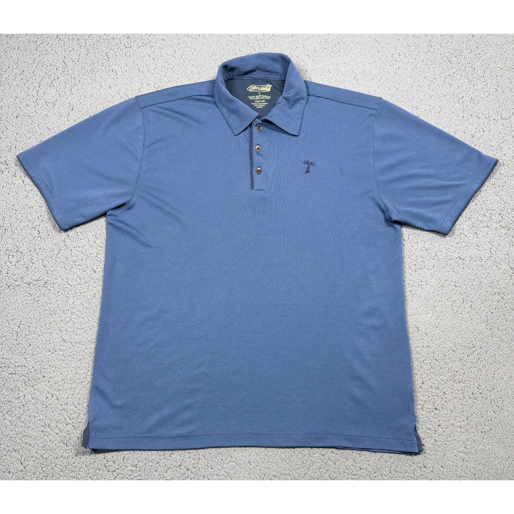 Cariloha Polo Shirt Mens Large Blue Crazy Soft Bamboo Lightweight Knit Top